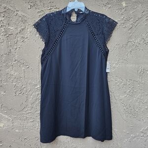 Zara Black Mini Lace Cap Sleeve Dress